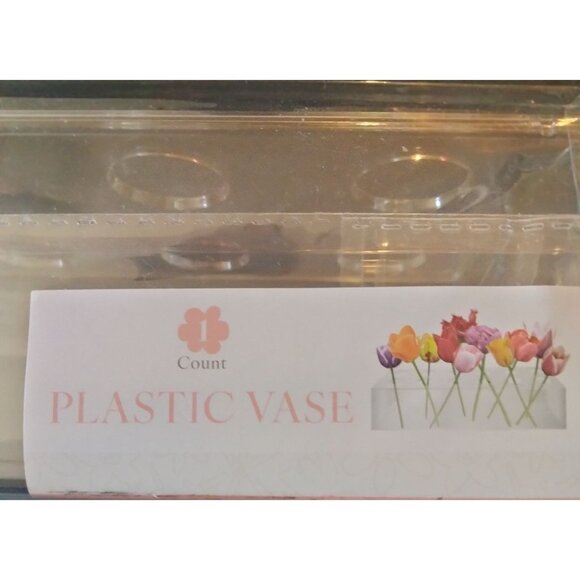 Clear Plastic Rectangular Vase 12 hole Floral Decorative Flower Brush Holder - Picture 1 of 6